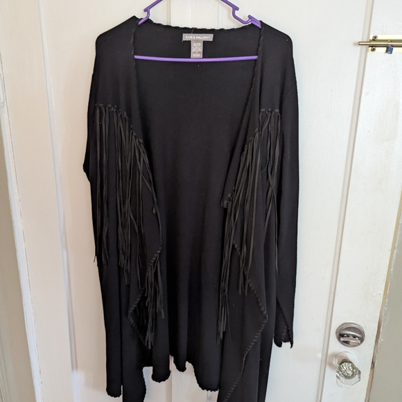 Kate & Mallory Black Fringe Cardigan - Picture 1 of 4